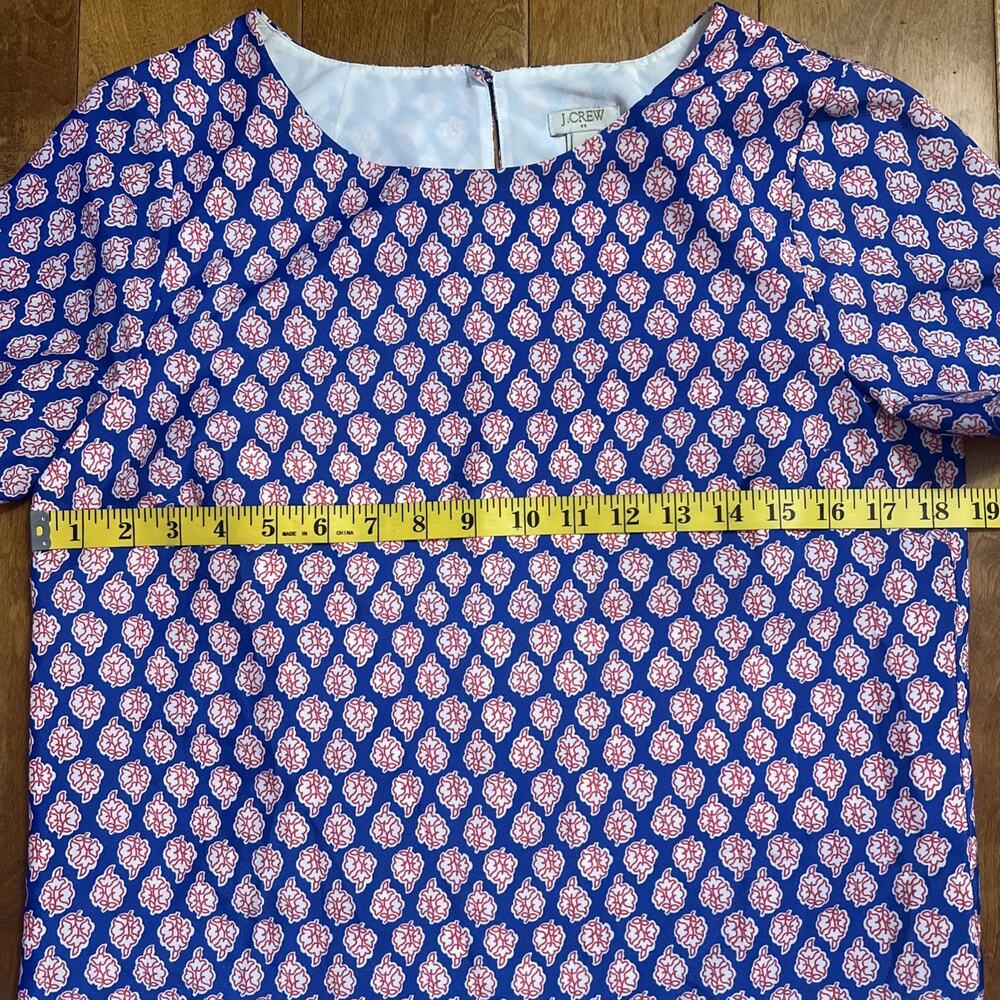 J.Crew Factory Paisley Shift Dress Size 4 Blue Preppy Coastal Old Money Mini - Picture 4 of 12
